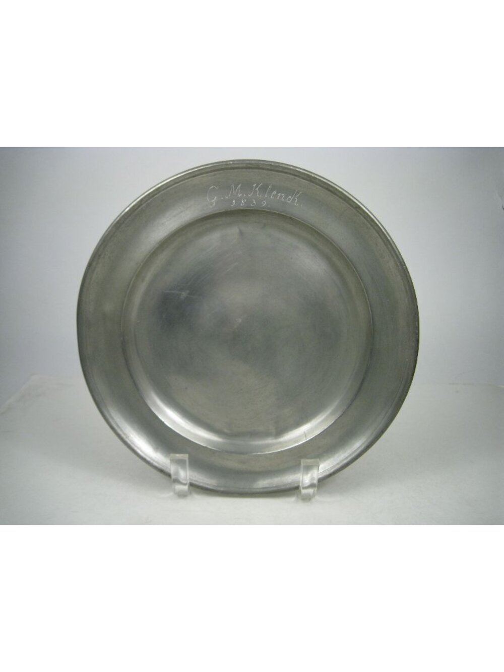 Zinn German Antique Pewter Plate Engraved Klenck 1839 Charger Home Georg Gonzler